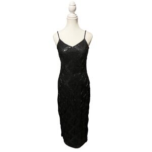 Apart Impressions Beaded & Sequin Evening Gown • Black Formal Dress • Size 4